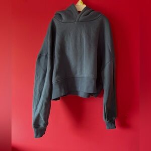 Forever 21 Gray Cropped Oversized Hoodie